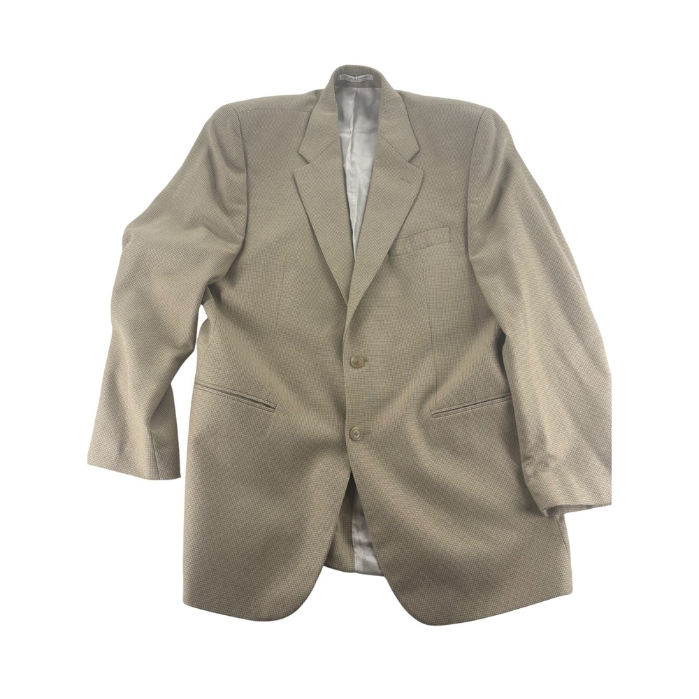 Chaps Ralph Lauren Sport Coat 44L Silk Wool Tan Two Button Blazer Canada Made